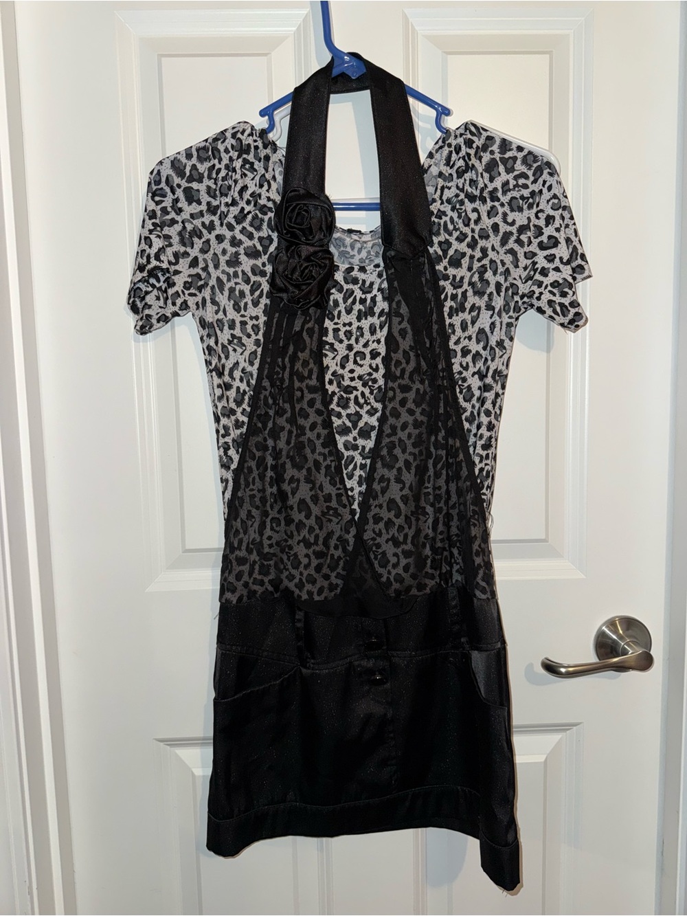 Gray & Black Leopard Print Halter Dress